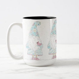 Caneca De Café Em Dois Tons Gnomo de Natal com Cardeal
