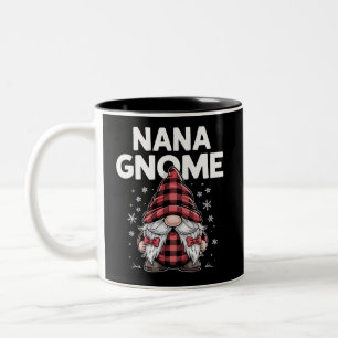 Caneca De Café Em Dois Tons Gnomo de Natal Xadrez Vermelho Nana Fofo