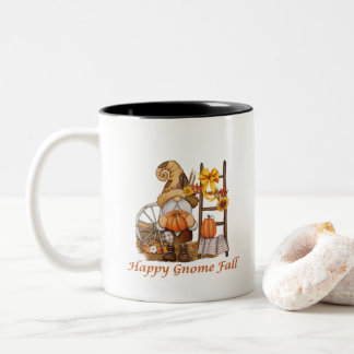 Caneca De Café Em Dois Tons Gnomo Feliz de Outono com Gnomo Pronto para o Outo