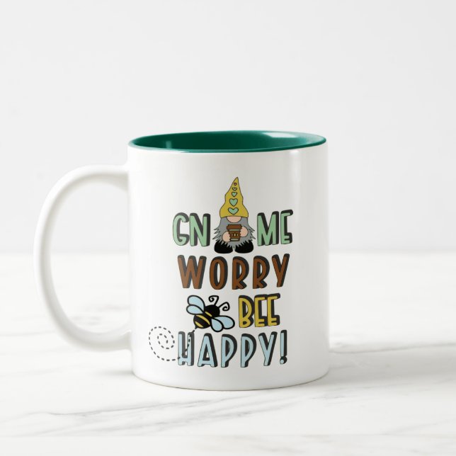 Caneca De Café Em Dois Tons Gnomo Worry Bee Happy! (Esquerda)