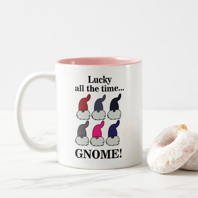 Caneca De Café Em Dois Tons Gnomos de Natal Xmas Sortudos (Com Donut)