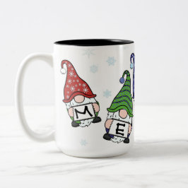 Caneca De Café Em Dois Tons Gnomos dispersos por feliz