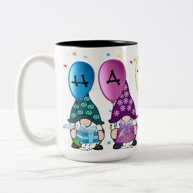 Caneca De Café Em Dois Tons Gnomos Felizes (Esquerda)
