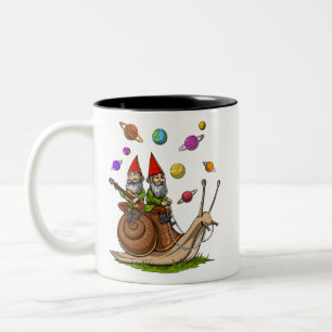 Caneca De Café Em Dois Tons Gnomos Riding Snail