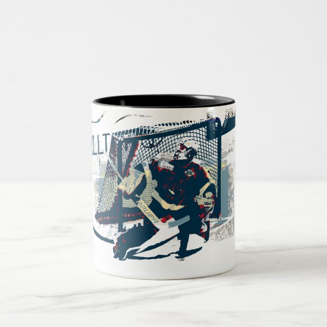 Caneca De Café Em Dois Tons Goalie - Jogador de Hóquei no Gelo (Centro)