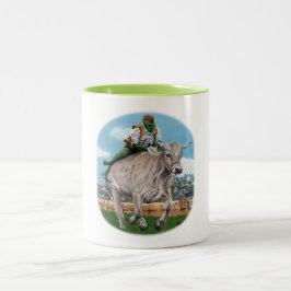 Caneca De Café Em Dois Tons Goblin Rider Ox Racing Fantasia Art Coffee Mug