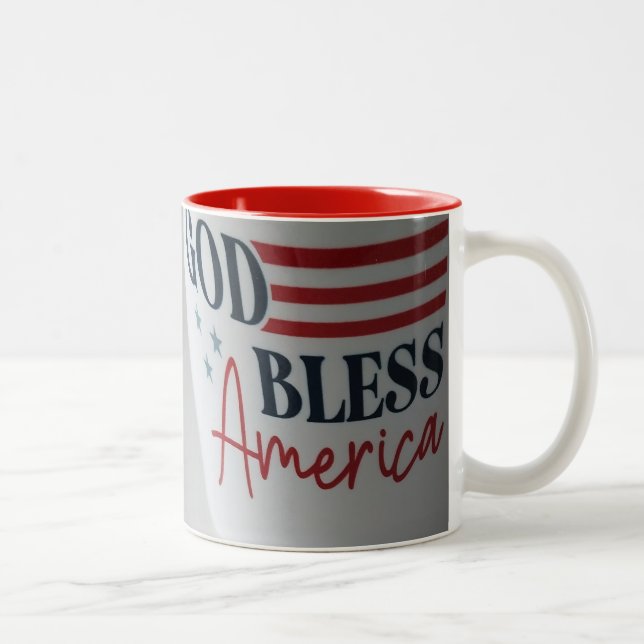 Caneca De Café Em Dois Tons God Bless America patriotic mug (Direita)