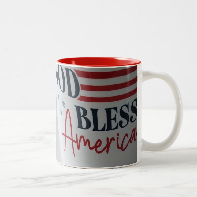 Caneca De Café Em Dois Tons God Bless America patriotic mug (Direita)
