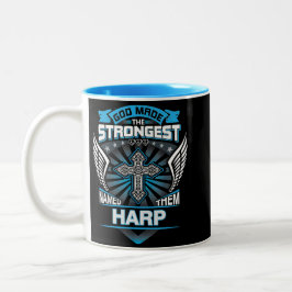 Caneca De Café Em Dois Tons God Made The Strongest And Named Them Harp