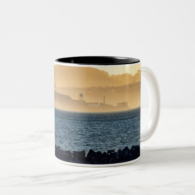 Caneca De Café Em Dois Tons Golden Haze Over Alcatraz (Frente Esquerda)