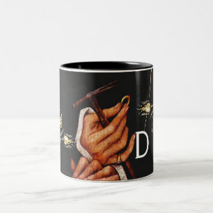 CANECA DE CAFÉ EM DOIS TONS GOLDSMITH,METALWORKER DE PRECIOSO,ARTE JUDAY DOURA