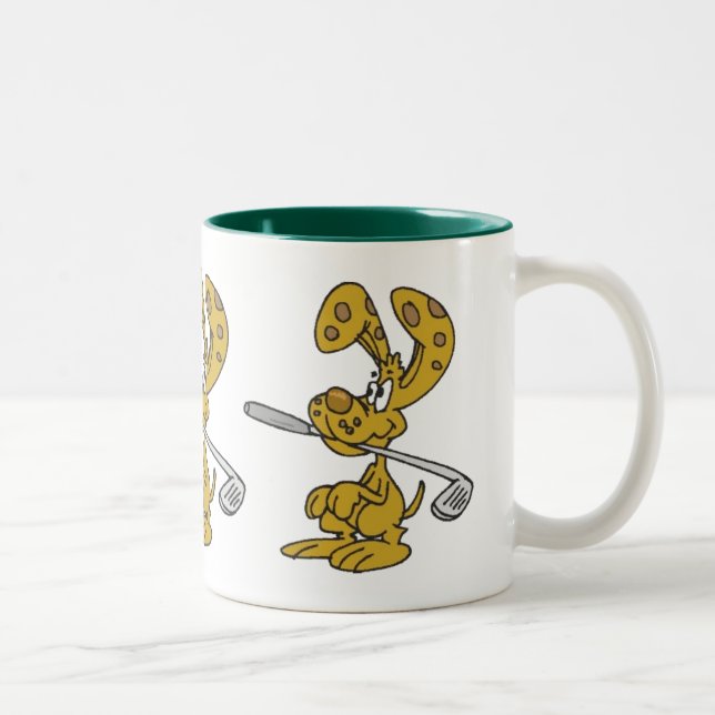 Caneca De Café Em Dois Tons Golf Club Fetching Rabbit Cerâmica Mug (Direita)