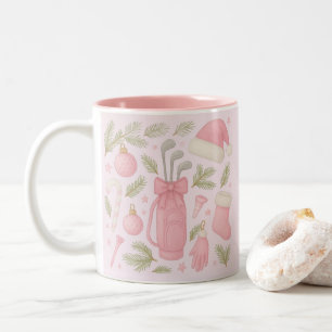 Caneca De Café Em Dois Tons Golf Pink temático Golfe para mulher Golfer