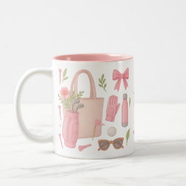Caneca De Café Em Dois Tons Golf Pink temático Golfe para mulher Golfer