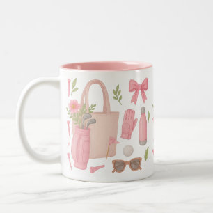 Caneca De Café Em Dois Tons Golf Pink temático Golfe para mulher Golfer