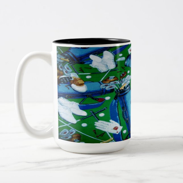 Caneca De Café Em Dois Tons Golfe Azul e Verde (Esquerda)