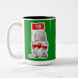 Caneca De Café Em Dois Tons Golfer Gnomo com Pequeno Caminhão Vermelho