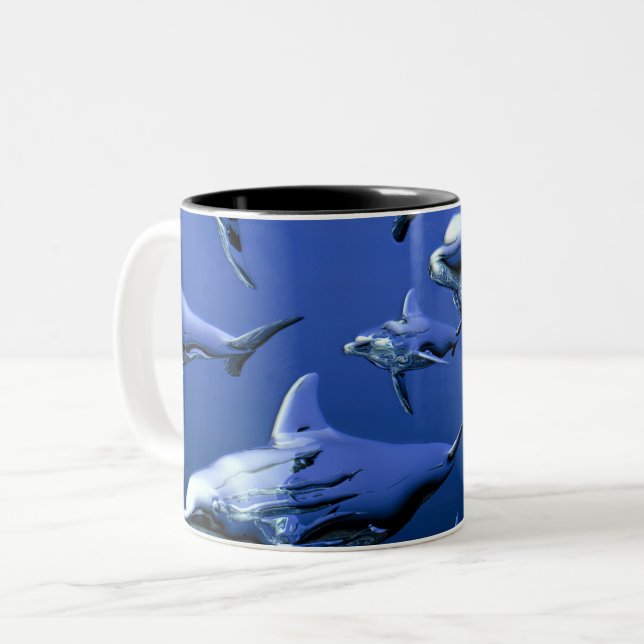 Caneca De Café Em Dois Tons Golfinho Azul (Frente Esquerda)