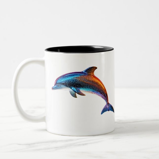 Caneca De Café Em Dois Tons Golfinho Bonito (Esquerda)