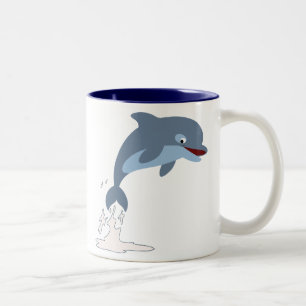 Caneca De Café Em Dois Tons Golfinho De Cartoon Bonito E Divertido