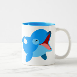 Caneca De Café Em Dois Tons Golfinho de Cartoon Giro