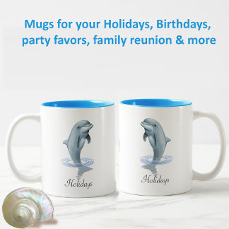 Caneca De Café Em Dois Tons Golfinho Fofo Moderno, Letra e Monograma