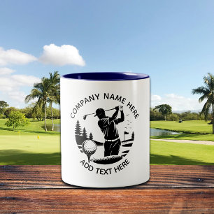 Caneca De Café Em Dois Tons Golfista Pinheiros Adicionar Nome
