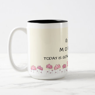 Caneca De Café Em Dois Tons Good morning floral mug - pink flower - motivation