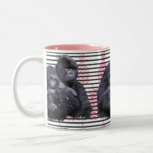 Caneca De Café Em Dois Tons Gorila-abacaxi-rosa-mug