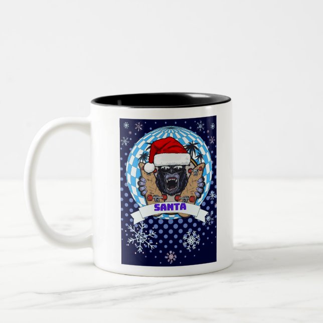 Caneca De Café Em Dois Tons gorila de natal (Esquerda)
