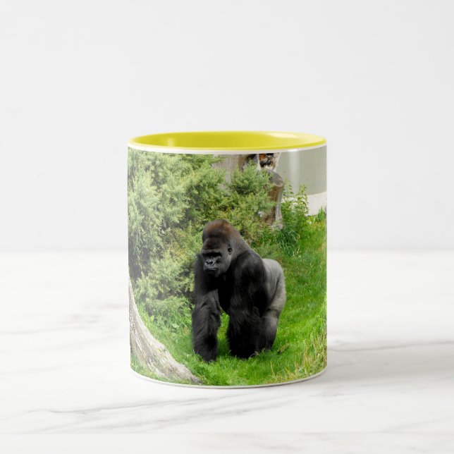 Caneca De Café Em Dois Tons Gorila ocidental do homem do silverback da (Centro)