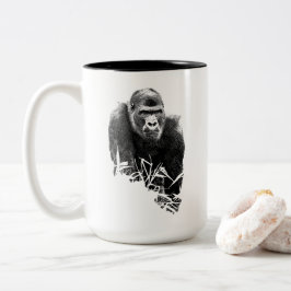 Caneca De Café Em Dois Tons Gorilla Lope - Arte Digital de Contorno