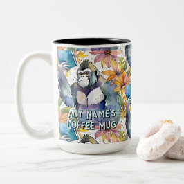 Caneca De Café Em Dois Tons Gorilla Segurando Café Grande Dois Tons