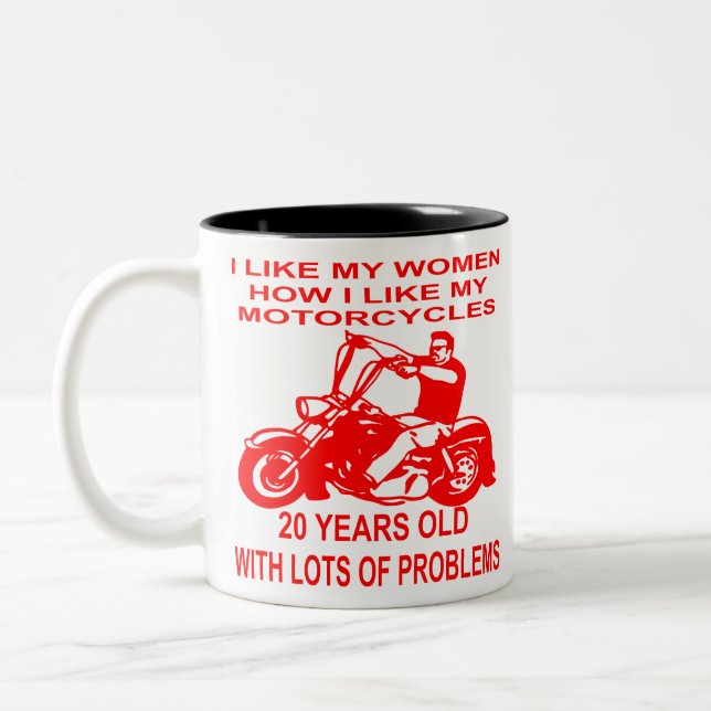 Caneca De Café Em Dois Tons Gosto Dos Motociclos Como Gosto Das Minhas Mulhere (Esquerda)