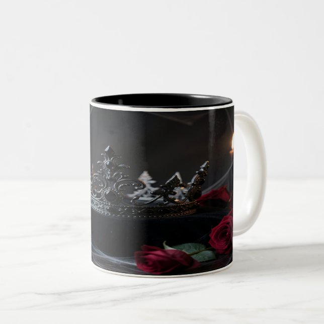 Caneca De Café Em Dois Tons Gothic Dark Fantasy Crown Mug (Frente Esquerda)