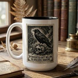 Caneca De Café Em Dois Tons Gothic Raven Lover Gift Introvert Humor Art