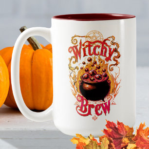 Caneca De Café Em Dois Tons Gótica Black Cauldron Halloween Coffee Brew