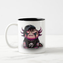 Gótico Axolotl Mug, Punk Rock Axolotl Mug