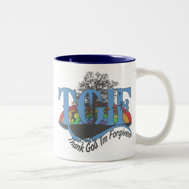 Caneca De Café Em Dois Tons Graças a Deus Eu Fui Perdoado TGIF (Direita)