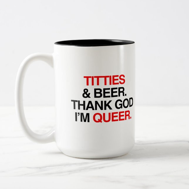Caneca De Café Em Dois Tons Graças a Deus eu sou lésbica (Esquerda)