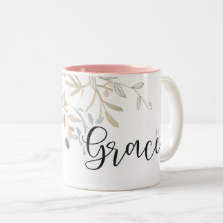 Caneca De Café Em Dois Tons Grace Soft Pink Flor Cristã roxa