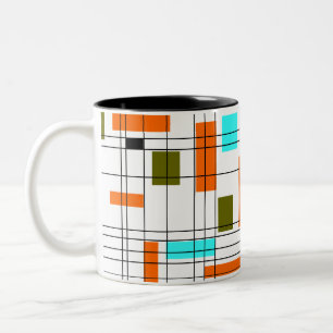 Caneca De Café Em Dois Tons Grade do Meio do Século
