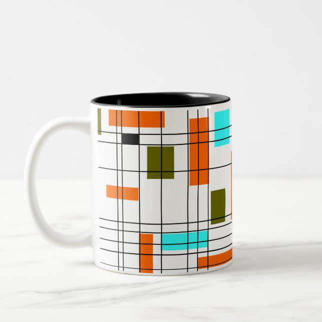Caneca De Café Em Dois Tons Grade do Meio do Século (Esquerda)