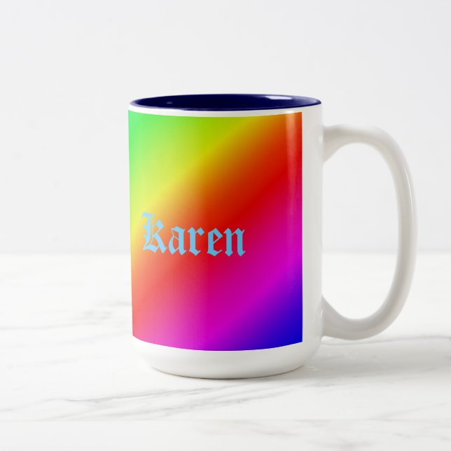 Caneca De Café Em Dois Tons Gradiente Diagonal de Arco-Íris Colorido (Direita)