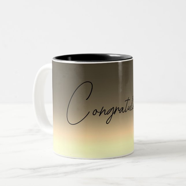 Caneca De Café Em Dois Tons Gradiente ombre bege amarelo dourado (Frente Esquerda)
