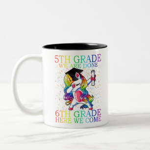 Caneca De Café Em Dois Tons Graduação de 5 para Garotas Presente de Unicórn