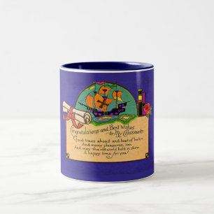 Caneca De Café Em Dois Tons Graduação de classe Vintage