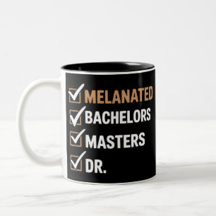 Caneca De Café Em Dois Tons Graduação de Doutorado Melanizado PhD EDD Bacharel
