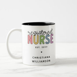 Caneca De Café Em Dois Tons Graduação de Enfermeira Registrada Colorida Person