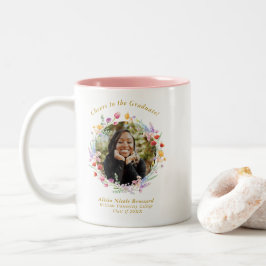 Caneca De Café Em Dois Tons Graduação de Flores Selvagens Anima o Formando